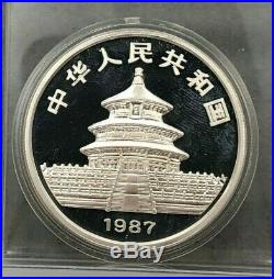 1987 China Silver Panda 2 Coin Proof Set 50 Yuan 10 Yuan 5oz & 1oz with Box & COA
