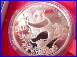 1987 Panda China 2 Coin Silver Proof Set 50 & 10 Yuan. 999 1oz 5oz with COA