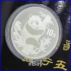 1987 Panda Chinese China Coin Silver Proof Set 50 & 10 Yuan. 999 1oz 5oz with COA