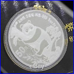 1987 Panda Chinese China Coin Silver Proof Set 50 & 10 Yuan. 999 1oz 5oz with COA