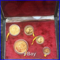 1987 Panda Gold Chinese 5-Coin Set Individually Sealed with Original Box