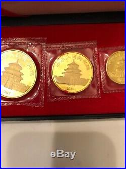 1987 S 1.9oz Chinese Gold Panda 5-Coin Proof Set (Sealed) In Original Packages