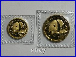 1987-S China Gold Panda Set 5 Coin BU Sealed 1/20 1/10 1/4 1/2 & 1 oz 999