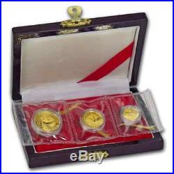 1987-Y China 3-Coin Gold Panda Prestige Set BU (WithBox & COA) SKU#70846
