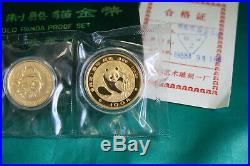 1988 CHINA FIVE COIN PROOF GOLD SET WITH ALL OGP. Double Mint Sealed. Chinese