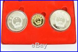 1988 China 2 Silver 1 Gold Coin Lot Set Chinese Rare Animal Protection With COA