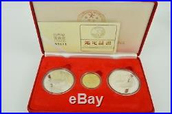 1988 China 2 Silver 1 Gold Coin Lot Set Chinese Rare Animal Protection With COA