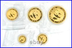 1988 China 5-Piece Yuan Gold Panda Proof Set 1.9 Ounces Original Plastic