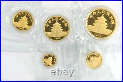 1988 China 5-Piece Yuan Gold Panda Proof Set 1.9 Ounces Original Plastic
