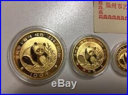 1988 China 999 Gold Panda 5 Coin Proof Set 1 1/2 1/4 1/10 1/20 Oz In Box COA