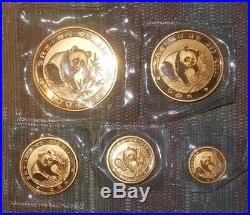 1988 China Gold Panda Proof Set (5 Coins) original sealed government packaging