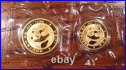 1988 China Panda Set 5 Proof Gold Coins In Original Display Box With Coa