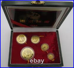 1988 China Yuan Panda 5 Piece. 999 Fine Pure Gold Proof Coin Set 1/20th to 1 Oz