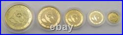1988 China Yuan Panda 5 Piece. 999 Fine Pure Gold Proof Coin Set 1/20th to 1 Oz