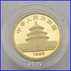 1988 China Yuan Panda 5 Piece. 999 Fine Pure Gold Proof Coin Set 1/20th to 1 Oz