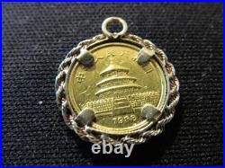 1988 Chinese Panda 5 Yuan Gold Coin. 999 Fine with a Gold Bezel Set Pendant