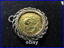 1988 Chinese Panda 5 Yuan Gold Coin. 999 Fine with a Gold Bezel Set Pendant