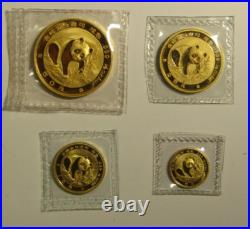 1988 Gold Proof Chinese Panda 4-coin set