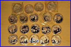 1989 1990 1995 1997 2000-2013 1oz Silver China Panda Bullion Coin Set (19 coins)