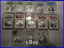 1989-2020 complete 1 oz. Silver panda set. Rare MS-70, MS-69, MS-68