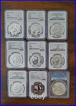 1989-2024,36 OZ SILVER PANDA 36 Awesome Panda Silver Coins