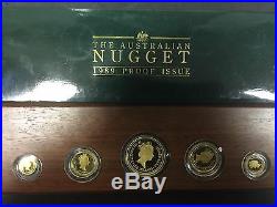 1989 Australia Gold Nugget 5 Coin Proof Gold Set (2.1 oz.) + Gold Medallion