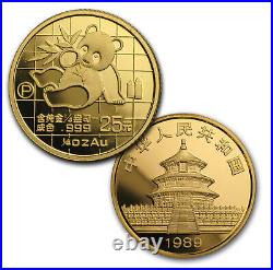 1989 China 5-Coin Gold Panda Proof Set (withBox & COA)