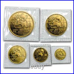 1989 China 5-Coin Gold Panda Set BU SKU #14592