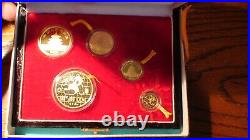 1989 China GOLD PANDA 5 COIN PROOF SET WITH DISPLAY COA & OUTER BOX BUY IT NOW