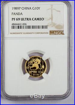 1989 China Proof Gold Panda 5 Coin Set Ngc Pr 69
