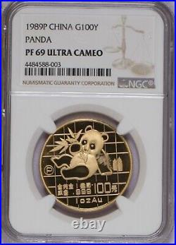 1989-P Gold Panda 5 Coin Set NGC PF69 Ultra Cameo