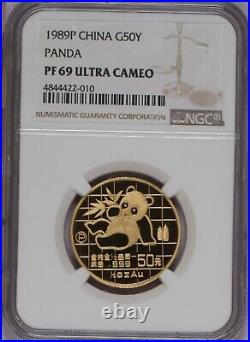 1989-P Gold Panda 5 Coin Set NGC PF69 Ultra Cameo