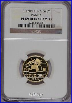 1989-P Gold Panda 5 Coin Set NGC PF69 Ultra Cameo