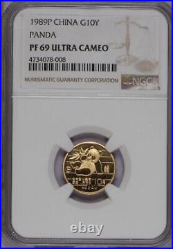 1989-P Gold Panda 5 Coin Set NGC PF69 Ultra Cameo