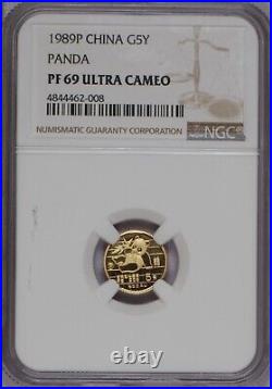 1989-P Gold Panda 5 Coin Set NGC PF69 Ultra Cameo