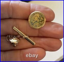 1989 PANDA COIN TIE TACK/LAPEL PIN. 999 24k GOLD COIN SET IN 18K GOLD