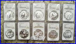 1989 Thru 2010 China Panda 1 Oz Silver 22 Coin Set Ngc Ms69's Sale