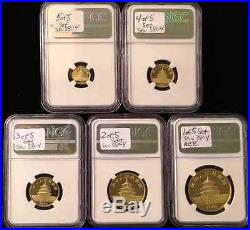 1989p China Gold Panda Proof 5 Coin Set Ngc Pf 69 Uc #3804