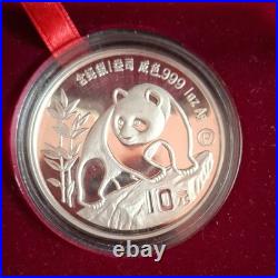 1990 3 Coin Chinese Panda Set, 1/10th Gold, 1/10th Platinum, 1oz. 999 Silver