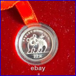 1990 3 Coin Chinese Panda Set, 1/10th Gold, 1/10th Platinum, 1oz. 999 Silver