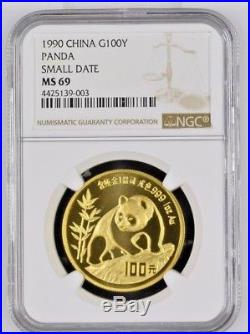 1990 CHINA Gold Panda 5 Coin Set Small Date NGC MS69 #4269