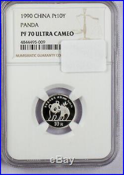 1990 CHINA PROOF PLATINUM PANDA 3 coin set NGC PR 70