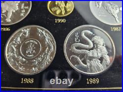 1990 China 150 Yuan Lunar Horse 8g Gold Proof +1984-1989 Silver Singapore Set