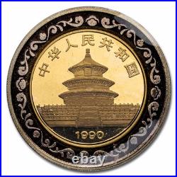 1990 China 2-Coin 1/2 oz Gold & 1/5 oz Ag Bi-Metallic Panda Set