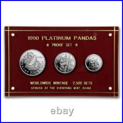 1990 China 3-Coin Platinum Panda Proof Set (withbox & COA)