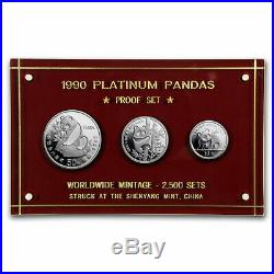 1990 China 3-Coin Platinum Panda Proof Set (withbox & COA) SKU#58112