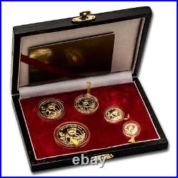 1990 China 5-Coin Gold Panda Proof Set (with Dmg. Box & COA)