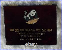 1990 China Chinese 5 Coin Gold Panda Proof Set with OGP & COA