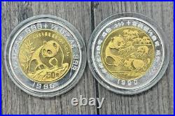 1990 China First Bi-Metal (Gold & Silver) Panda Proof Set, Only 2000 Sets Minted