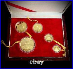 1990 China Gold Proof Panda 5 Coin Set With Box
